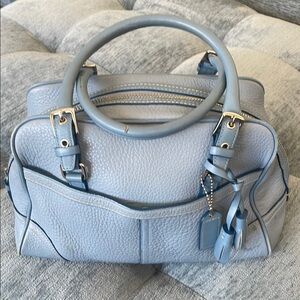 Coach Blue Leather Satchel with Structured Design